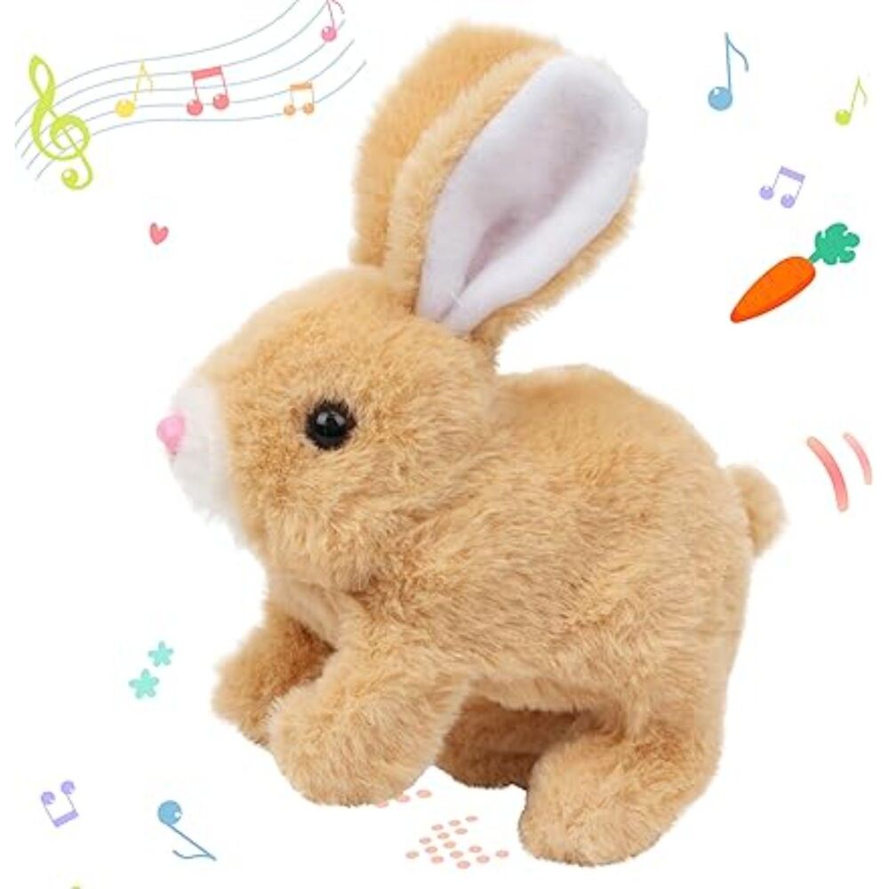 Hopearl Hopping Rabbit Interactive Electronic Pet Plush Bunny Toy with Sounds